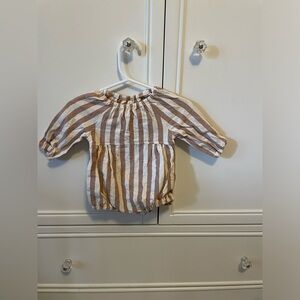 Rylee + Cru cinnamon stripe bubble romper